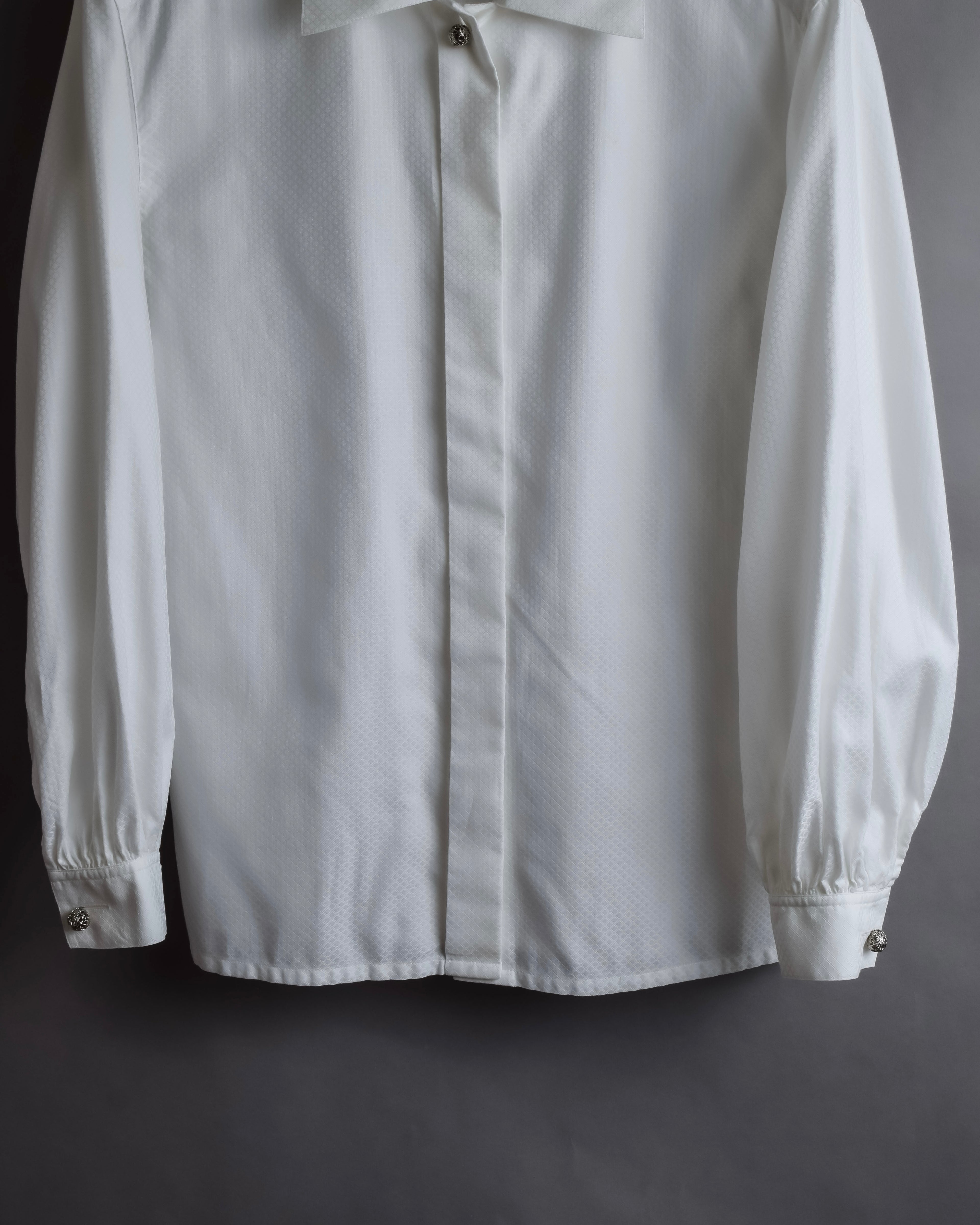 "Christian Dior" Diamond pattern woven metal button shirt