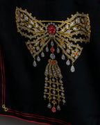 "Cartier" Gemstone brooch motif silk square scarf