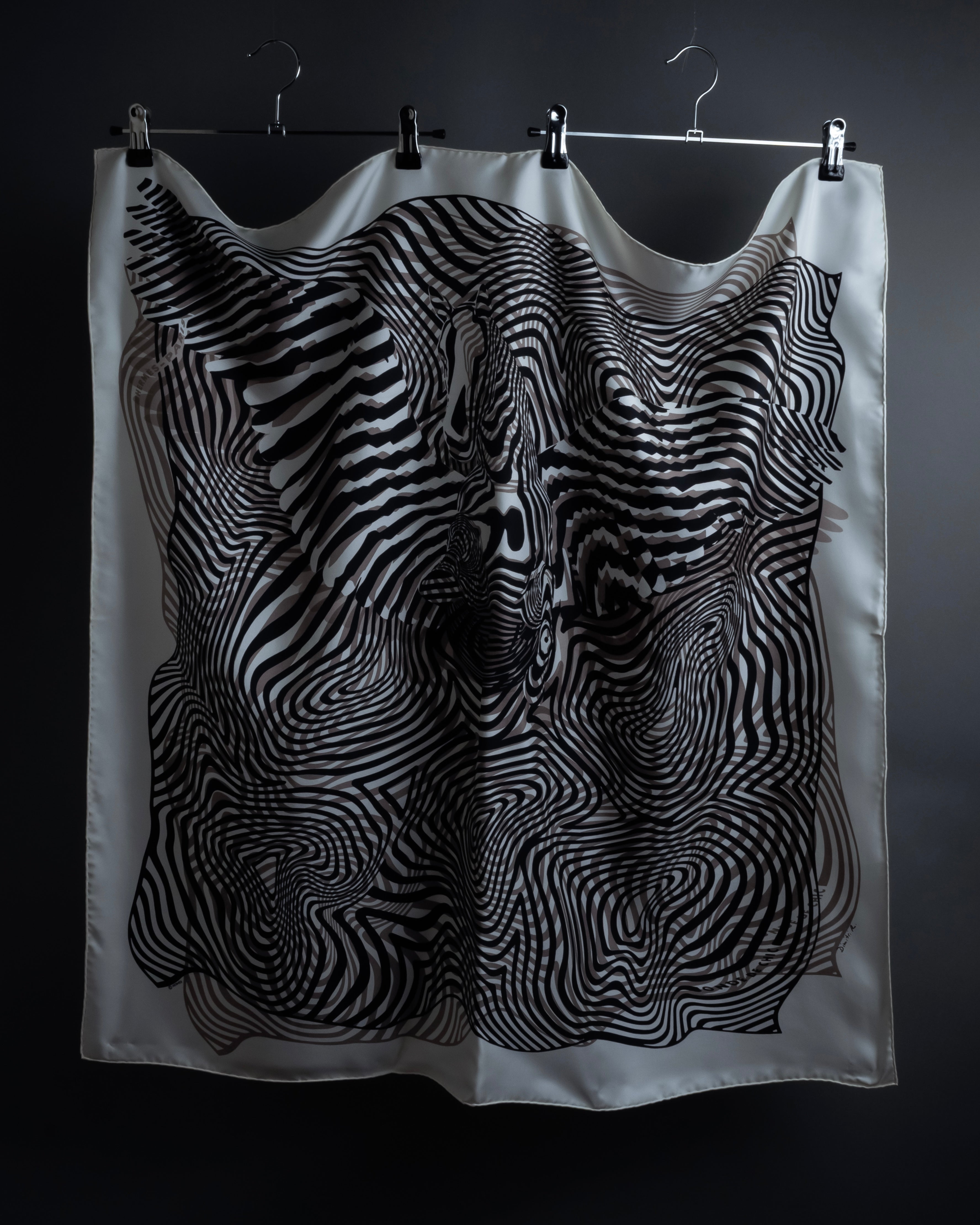 "HERMES" Zebra abstract print Carre 90 silk scarf