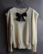 "Saint Laurent" Sequin ribbon design shoulder structure knit