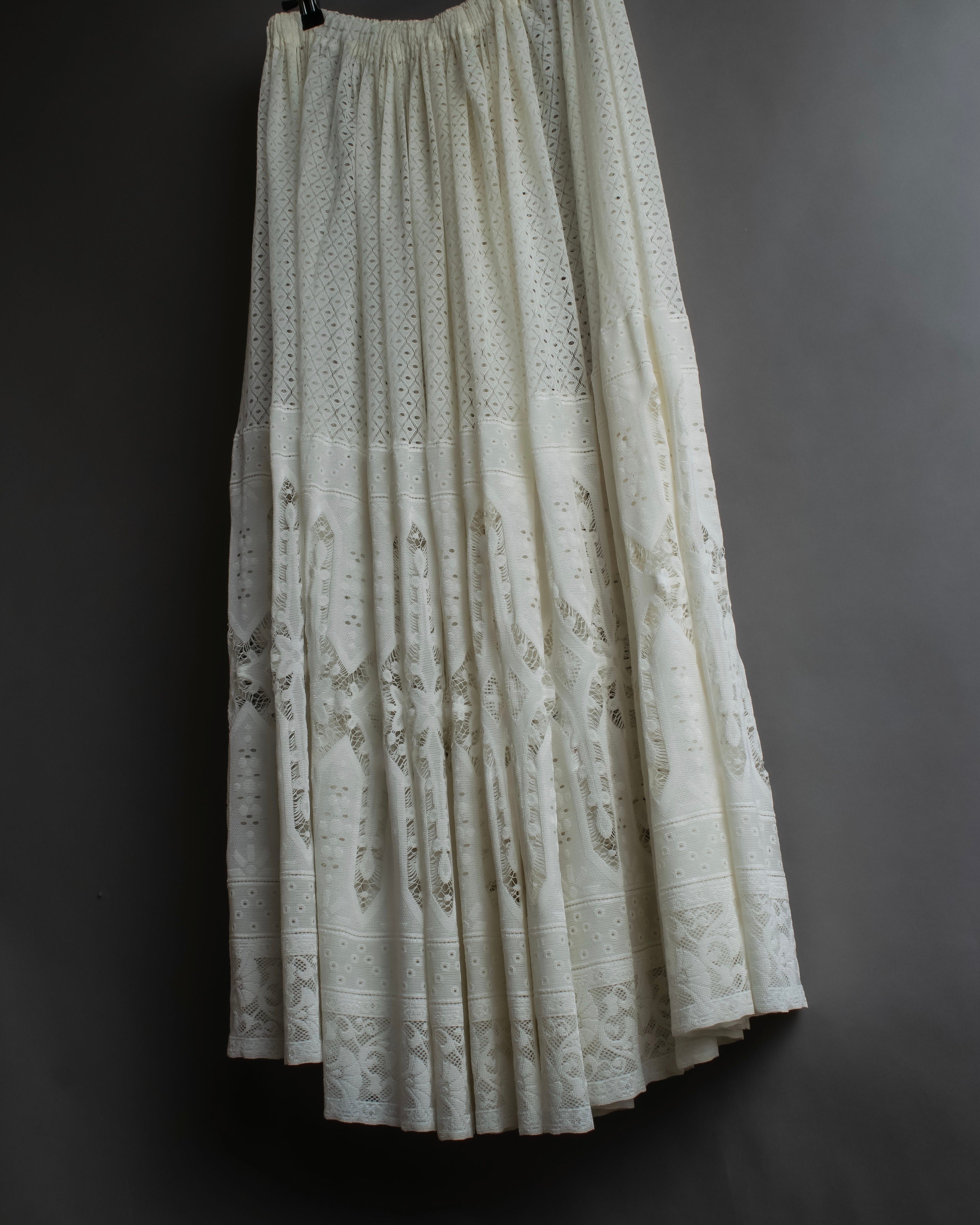 "YOHJI YAMAMOTO" 1992SS eyelet cutwork lace design long skirt