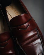 "PRADA" 90’s-00’s Hexagon knight rubber sole polished penny loafer