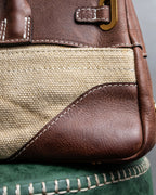 "ADMJ" Leather &amp; canvas combination 2way shoulder bag