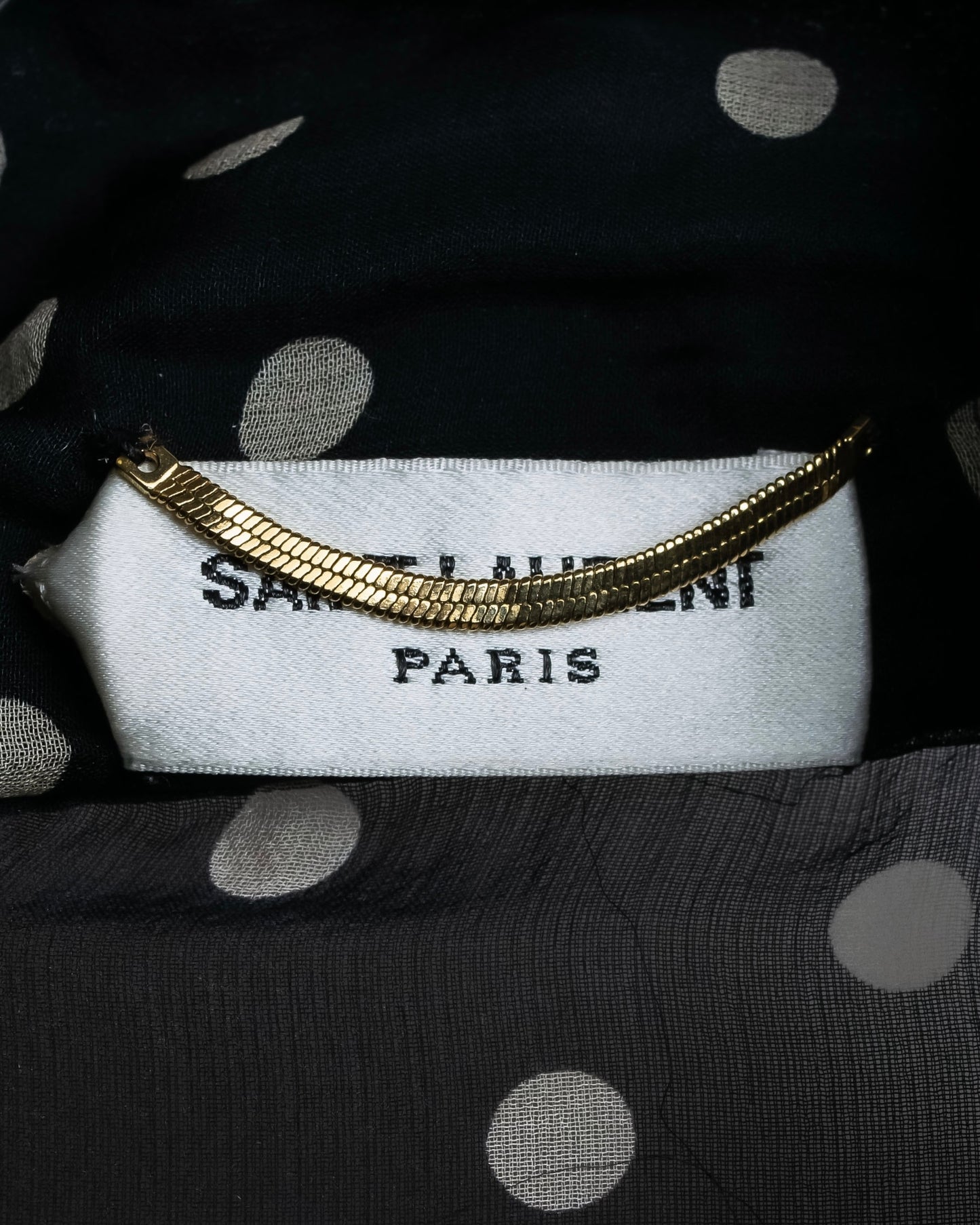 "Saint Laurent Paris 2020"
Ribbon detail polka dot pattern sheer shirt