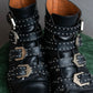 "GIVENCHY" Belt and stud design leather boots