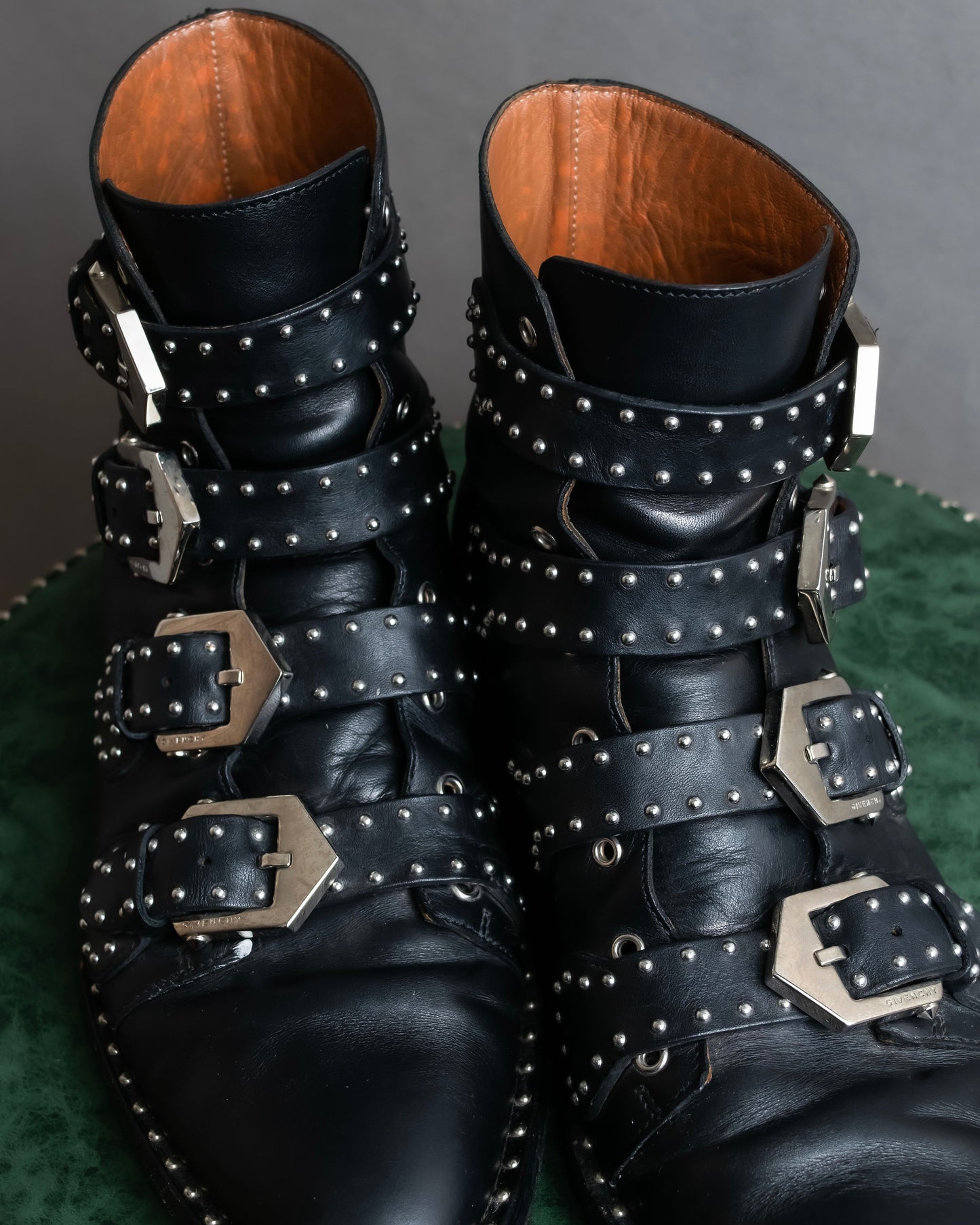 "GIVENCHY" Belt and stud design leather boots