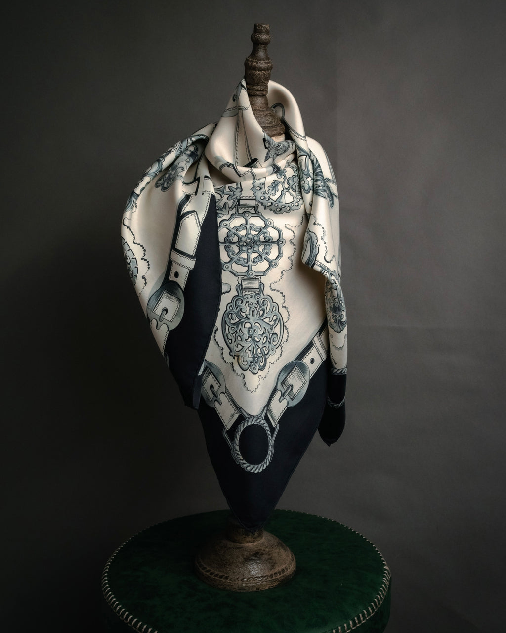 “HERMES” 60’s Cuivreries silk carré scarf