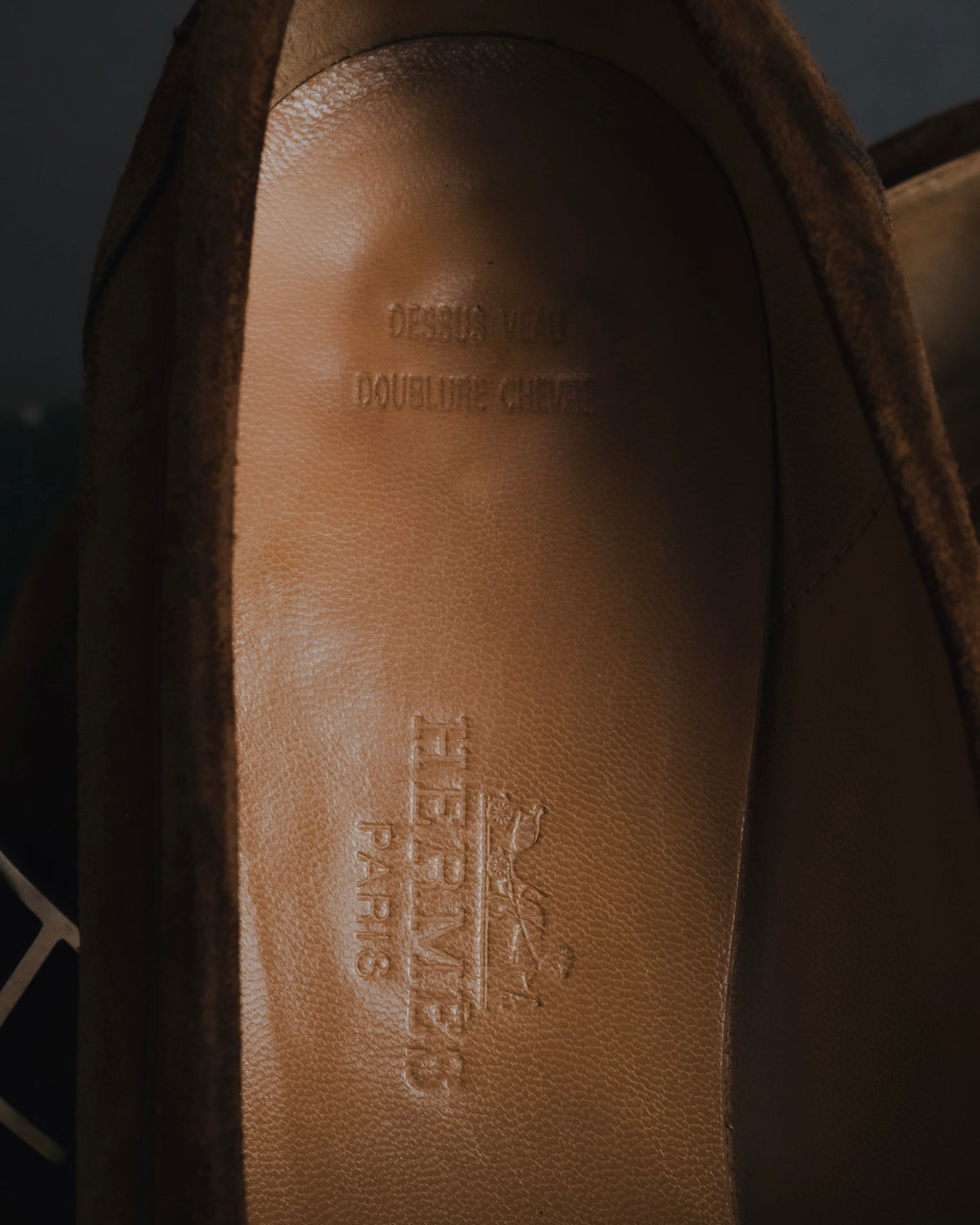 "HERMES" 00’s suede h buckle heeled loafers