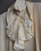 "GUCCI" Michele period frill lace silk bowtie shirt