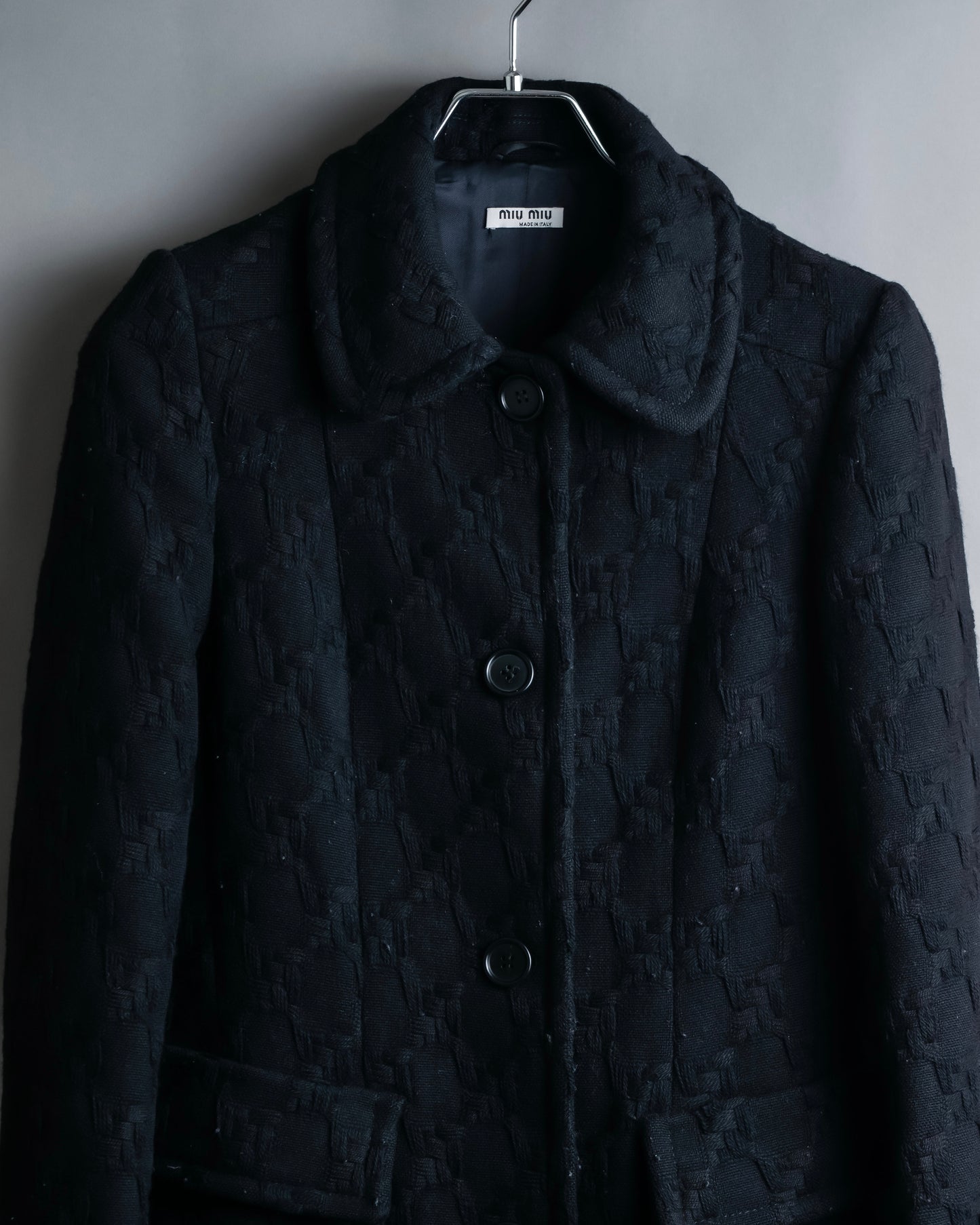 "MIU MIU" dimensional woven stand up collar coat