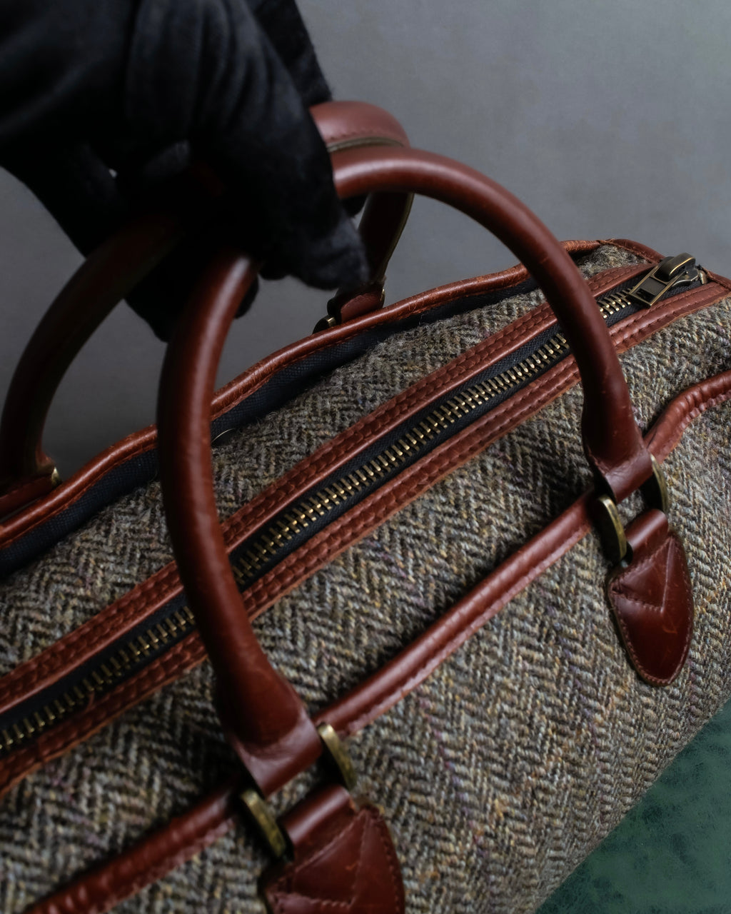 "Harris Tweed" Herringbone wave boston bag