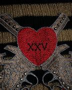 "GUCCI" 17-18aw striped lurex emblem knit sweater