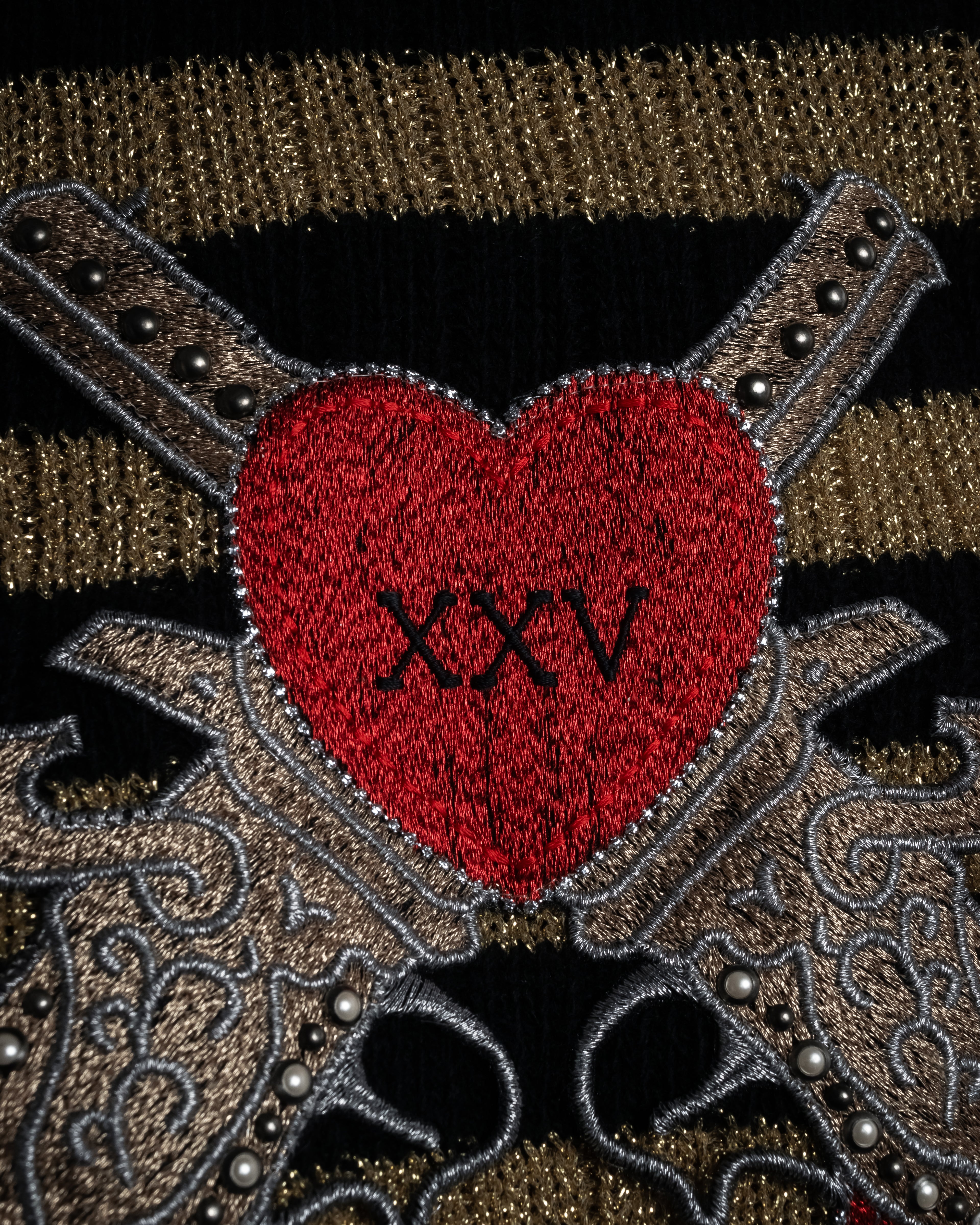 "GUCCI" 17-18aw striped lurex emblem knit sweater