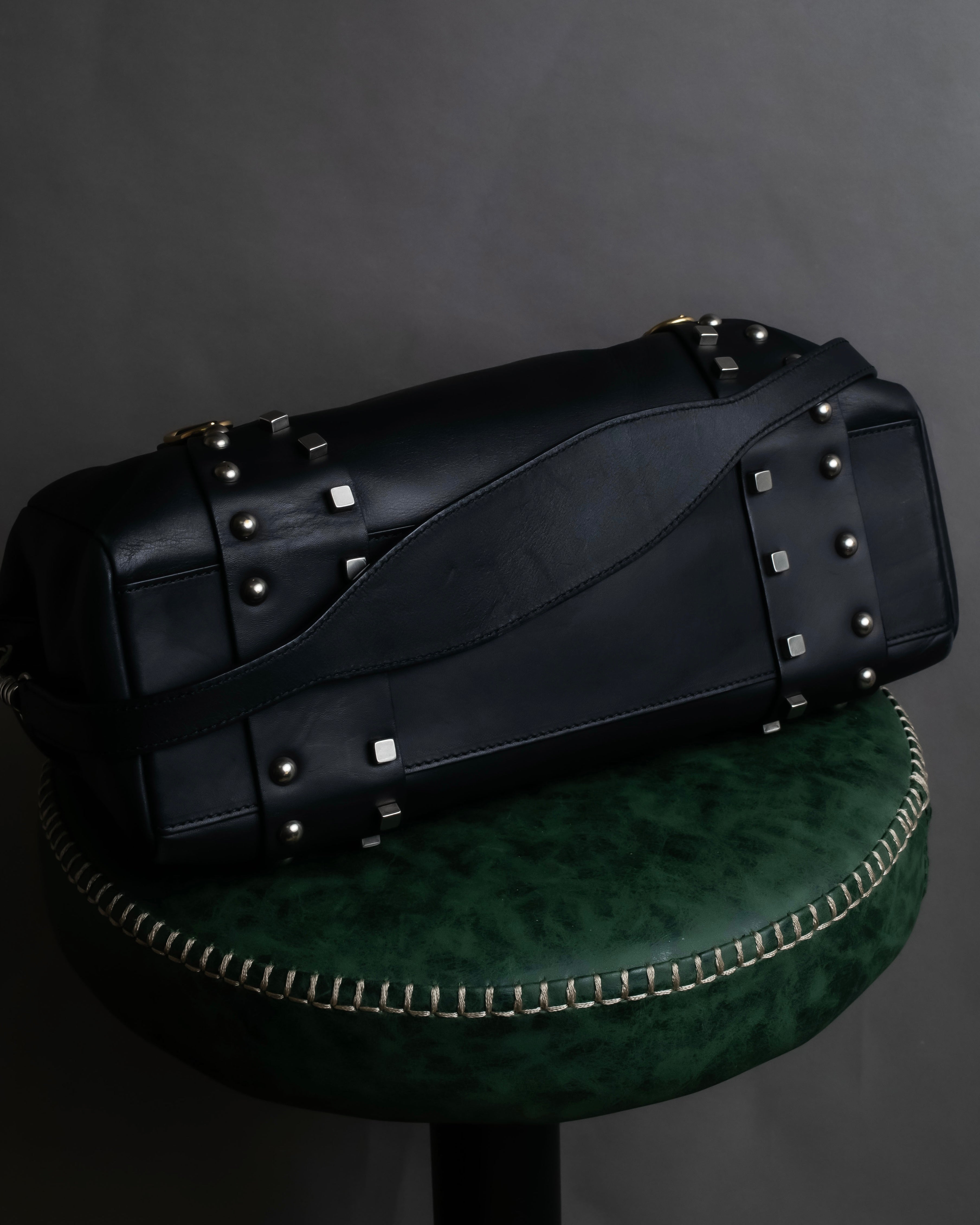 "CELINE" Various studs horizontal leather 2way bag