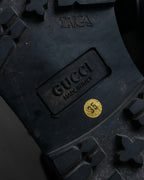 "GUCCI" Front zip design lace-up leather uncle boots