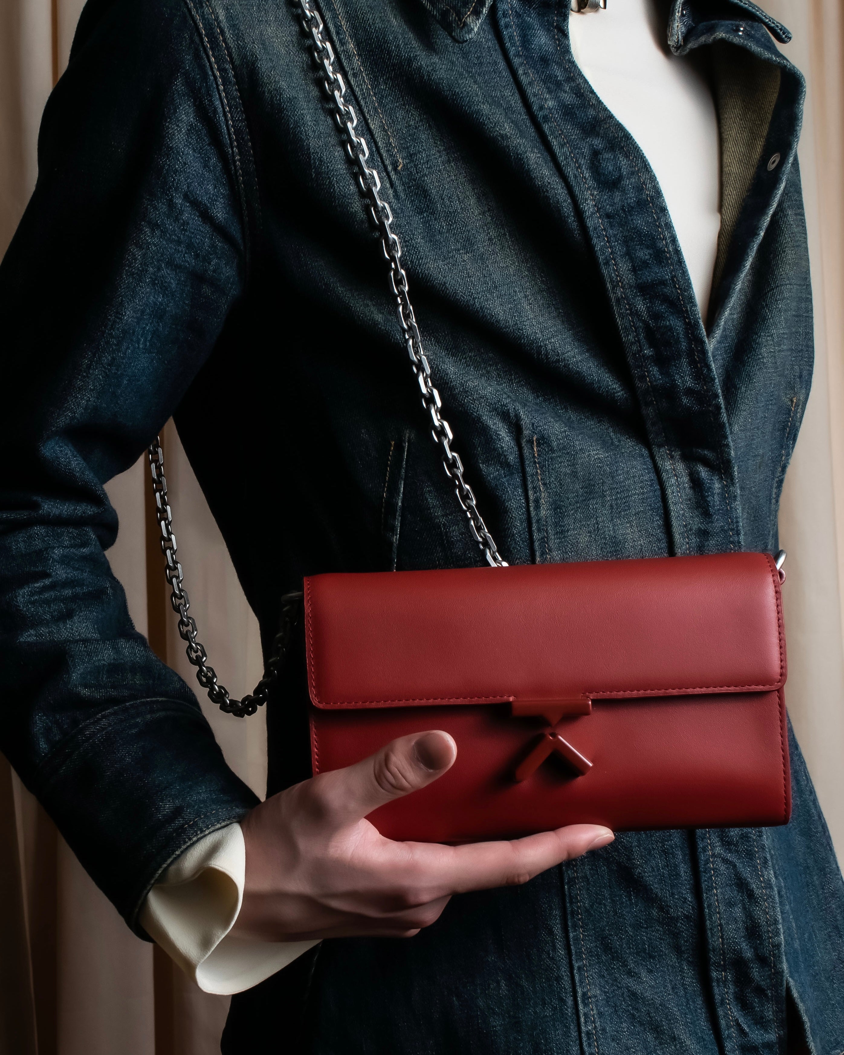 "KENZO" K motif design chain shoulder wallet bag