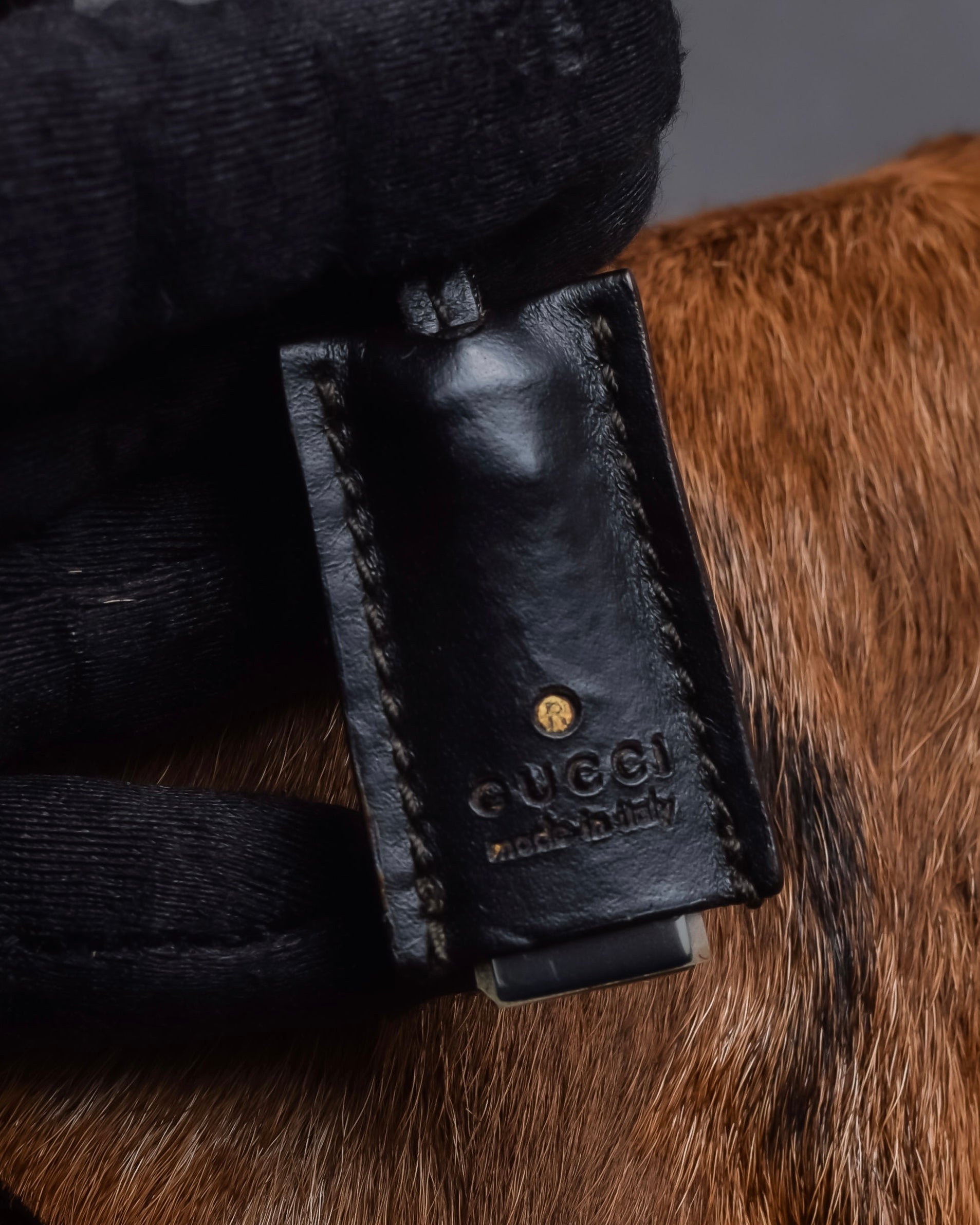 "GUCCI"「1947」 pony leather combination bamboo hand bag