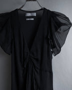 "MCQ Alexander McQueen" 06-10's Puffed sleeve gathered georgette long dress