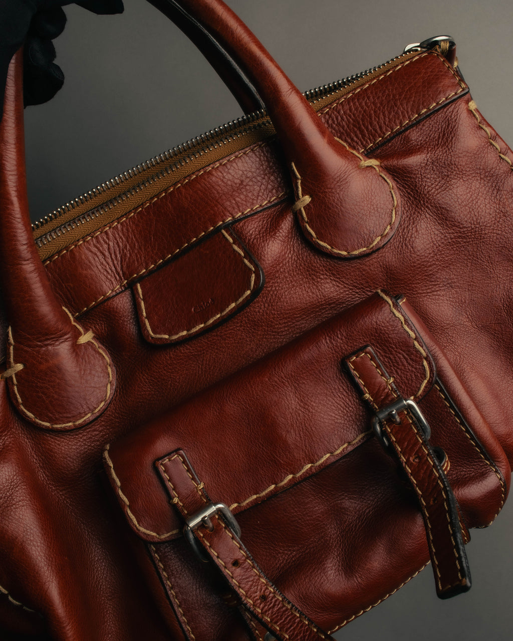 "Chloé" 00's Cognac leather top handle bag