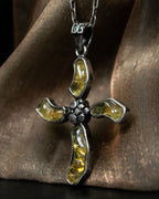“Dolce&amp;Gabbana” Yellow crystal cross chain necklace
