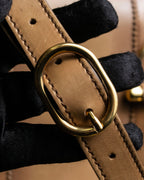 "GUCCI" Duilio brogue brown leather shoulder bag