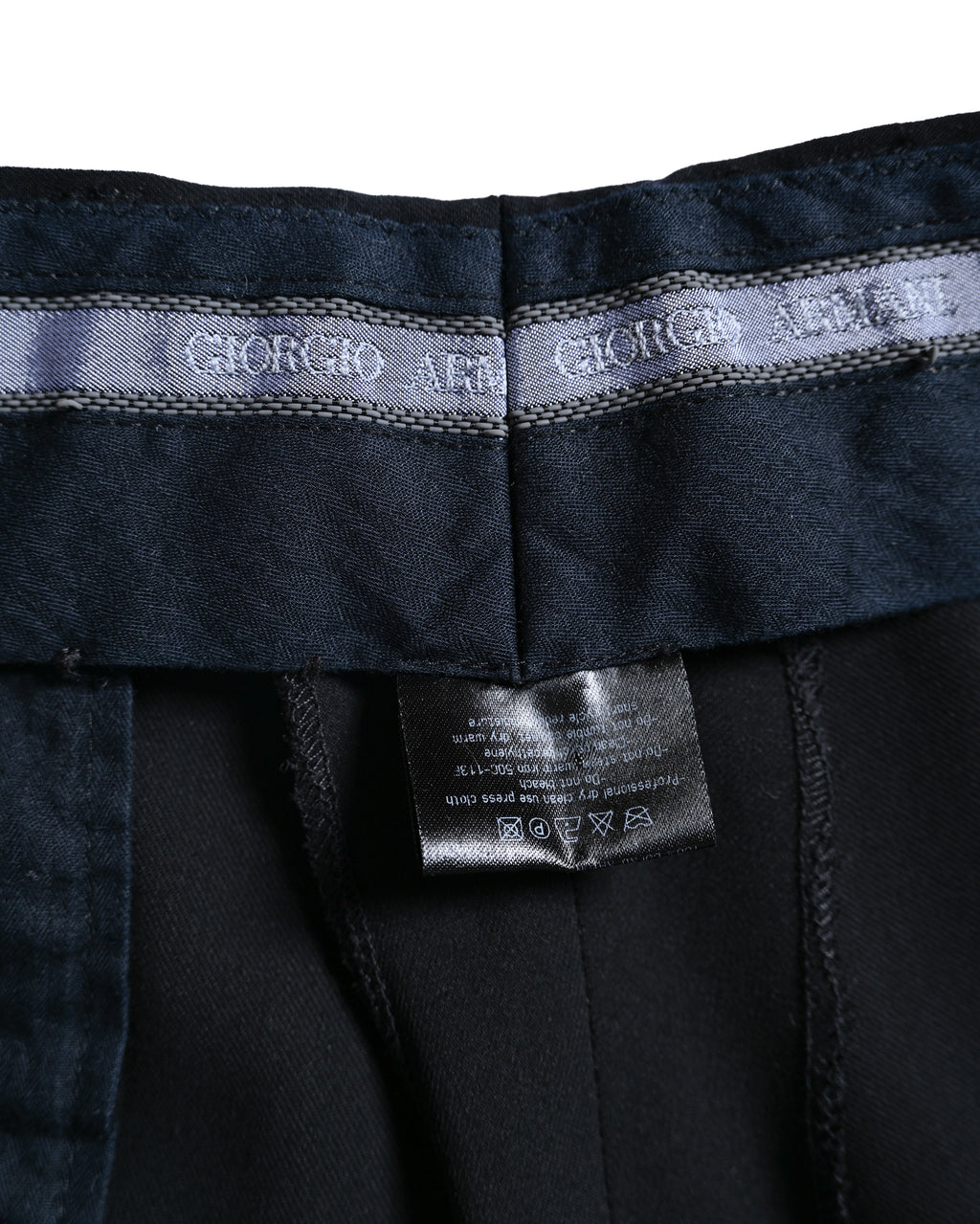 GIORGIO ARMANI/ Virgin Wool Straight Trousers Black