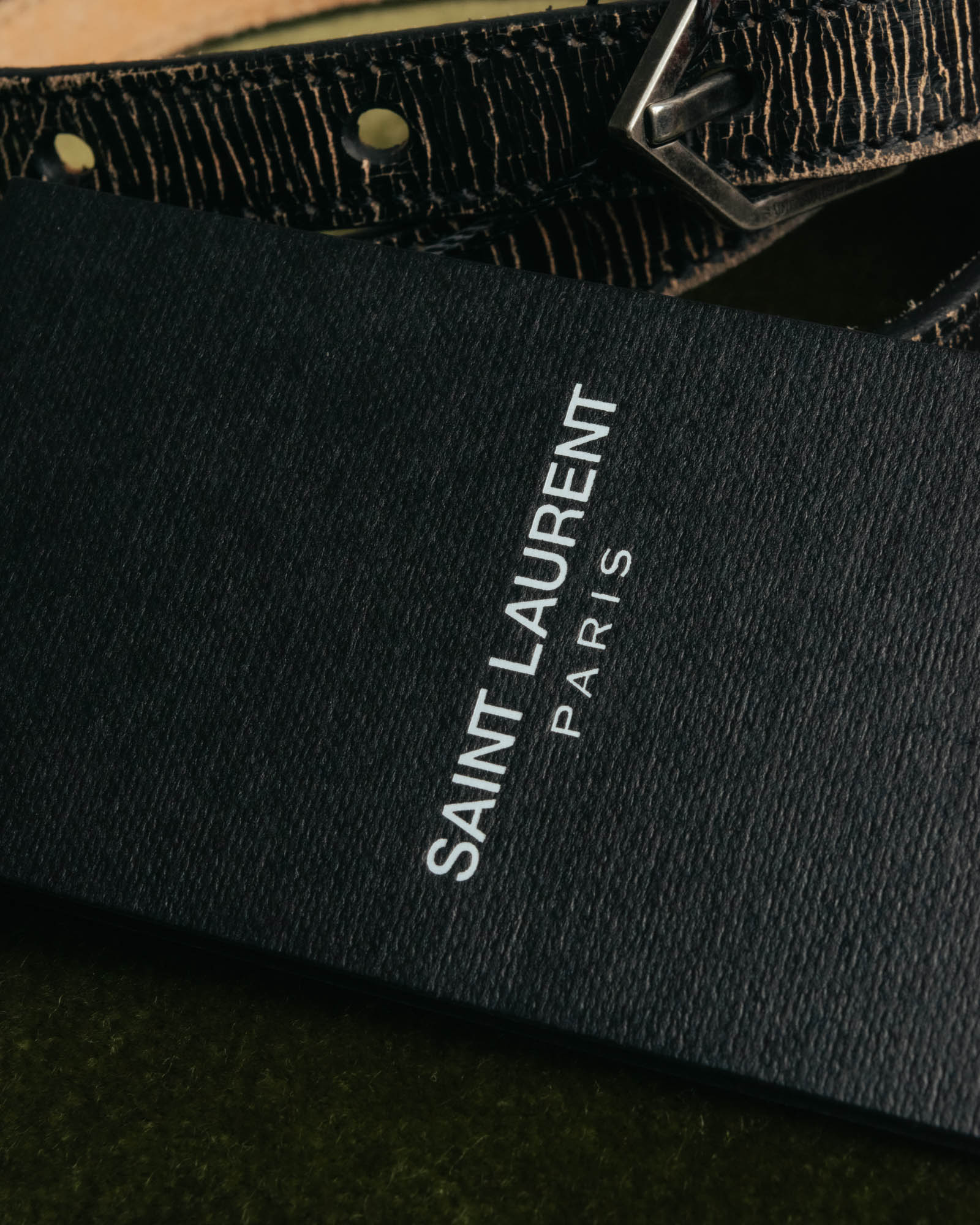 “SAINT LAURENT PARIS” 2010’s Lizard embossed narrow leather belt