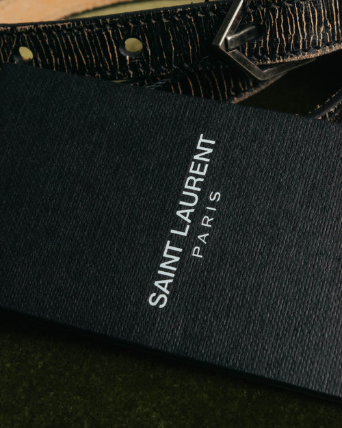 “SAINT LAURENT PARIS” 2010’s Lizard embossed narrow leather belt