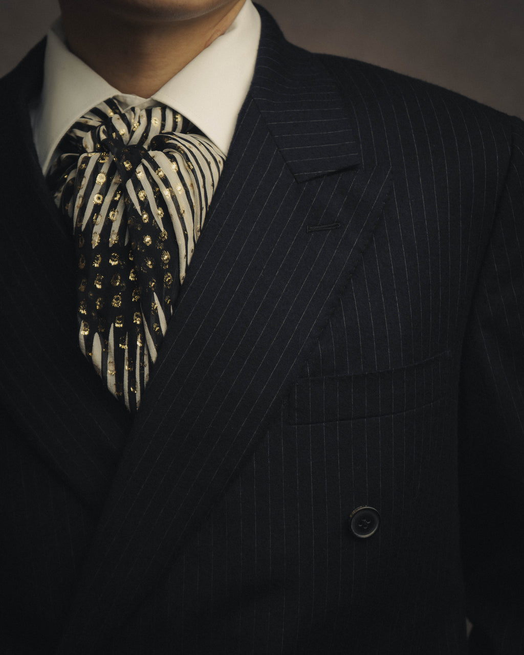 -SPECIAL- “Hermès” 80’s-90’s Super 120’s wool pinstripe double breasted setup