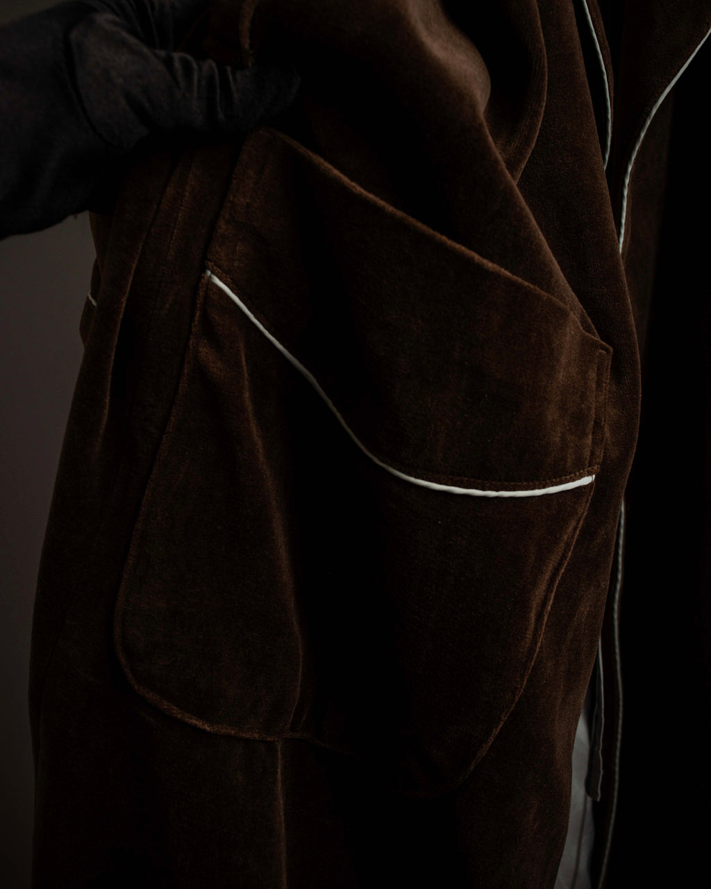 "CELINE" Piping design velour long gown coat