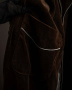 "CELINE" Piping design velour long gown coat