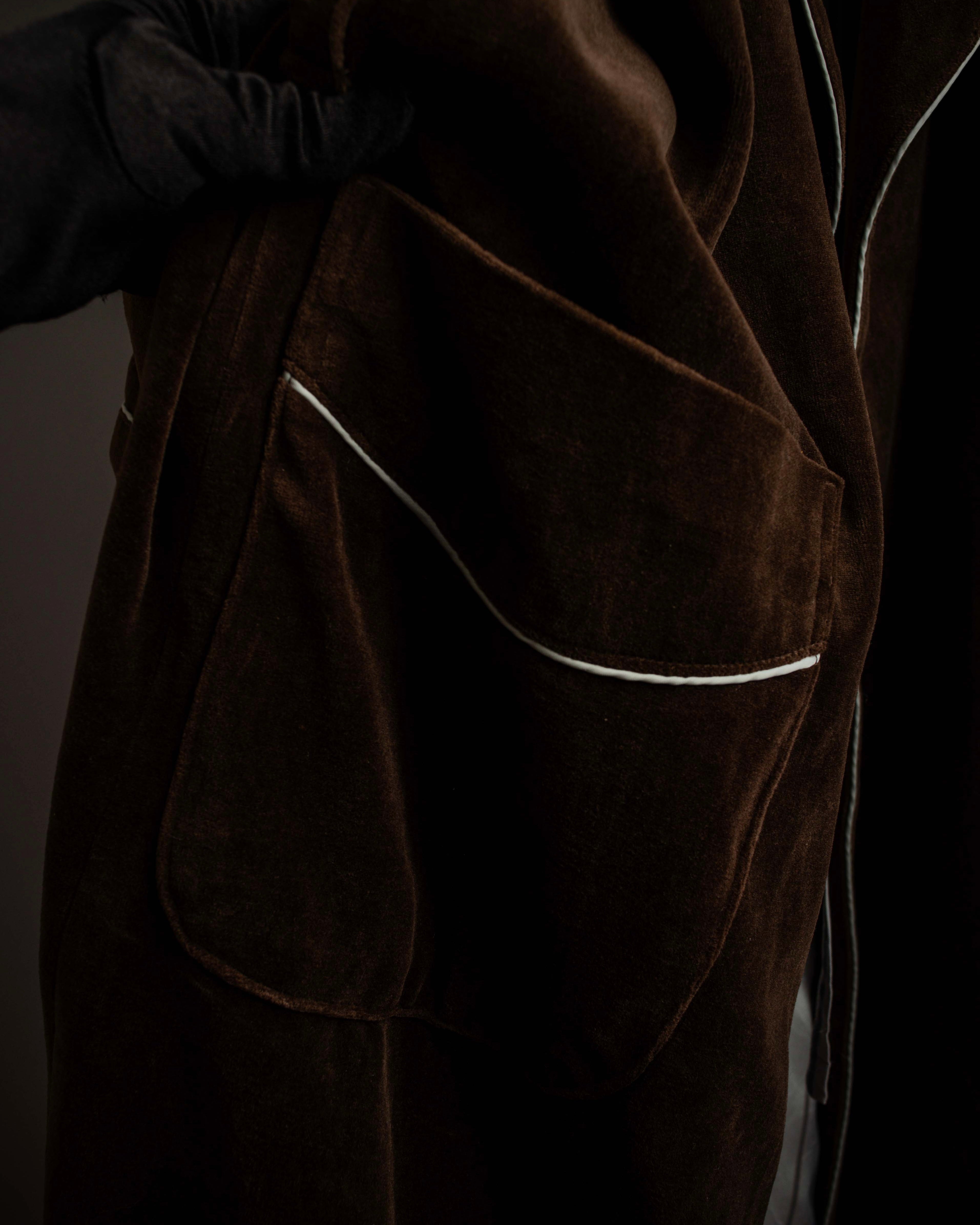 "CELINE" Piping design velour long gown coat