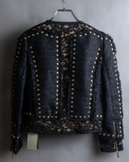 Reserved "Elie Saab" Gold stud detail tweed jacket