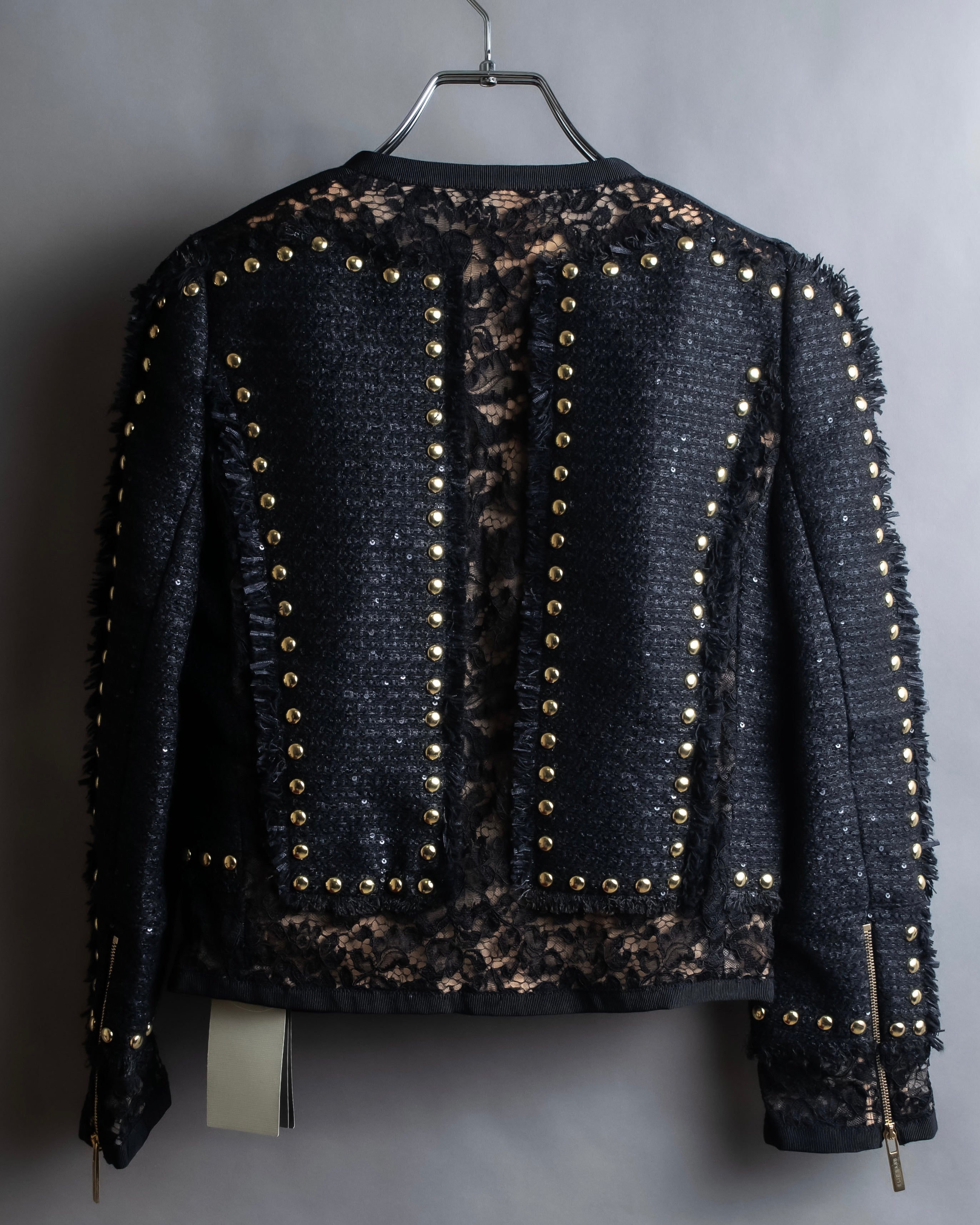 Reserved "Elie Saab" Gold stud detail tweed jacket