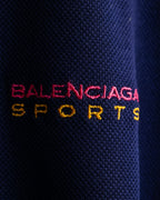 "Balenciaga Sports" Pink & yellow collar long sleeve polo shirt
