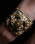 "CHANEL" Glass pearl Coco mark motif gold ring