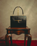 -SPECIAL- “HERMÈS” 60’s-70’s Palonnier black leather structured shoulder bag