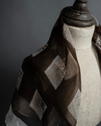 "CHANEL" 90's Square icon logo pattern sheer silk scarf