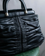 "Christian Dior" Karenina gathered design leather handbag