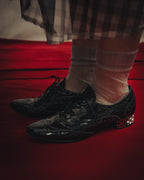 -SPECIAL- “Miu Miu” 2010’s Crystal embellished heel patent leather brogue shoes
