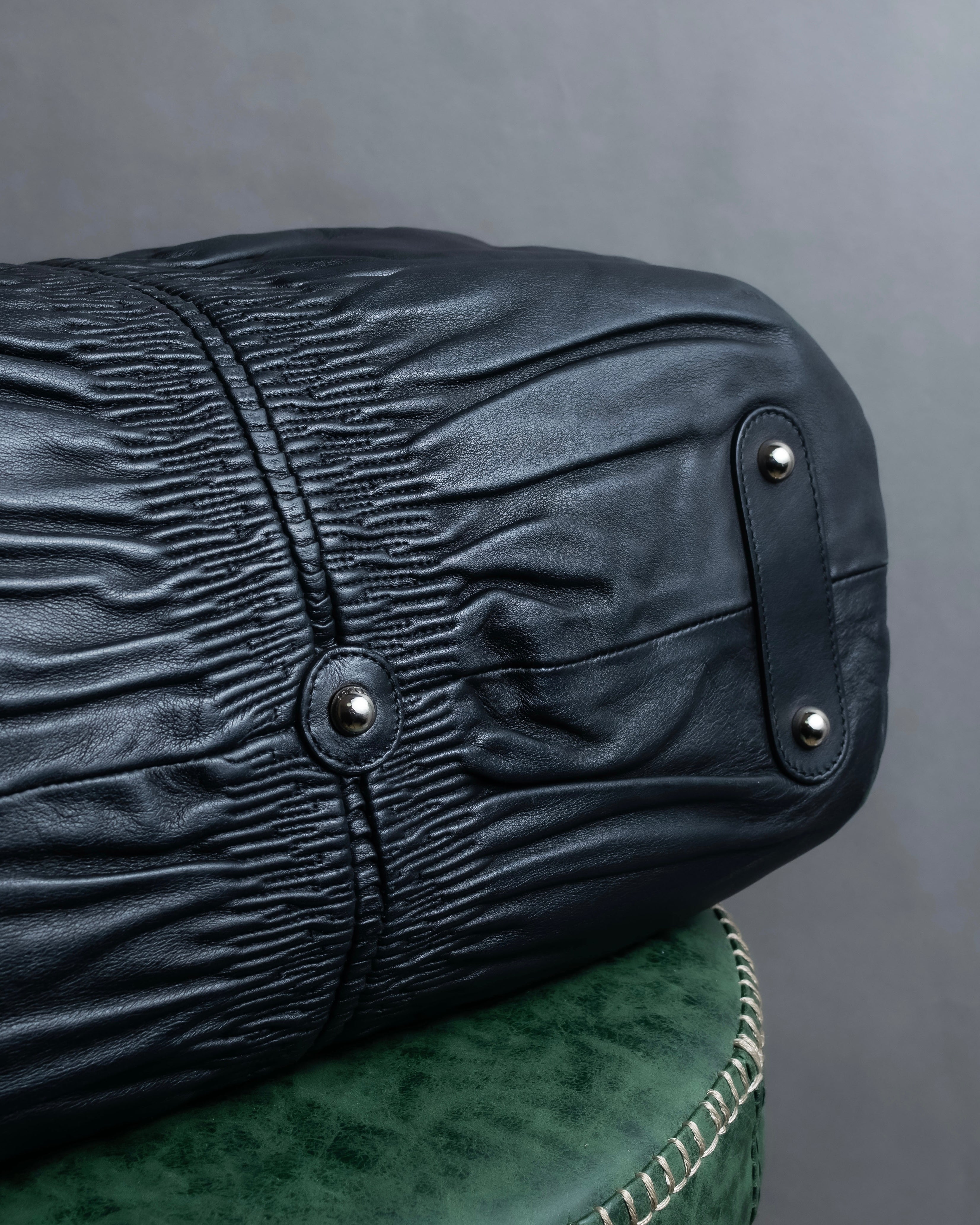 "Christian Dior" Karenina gathered design leather handbag