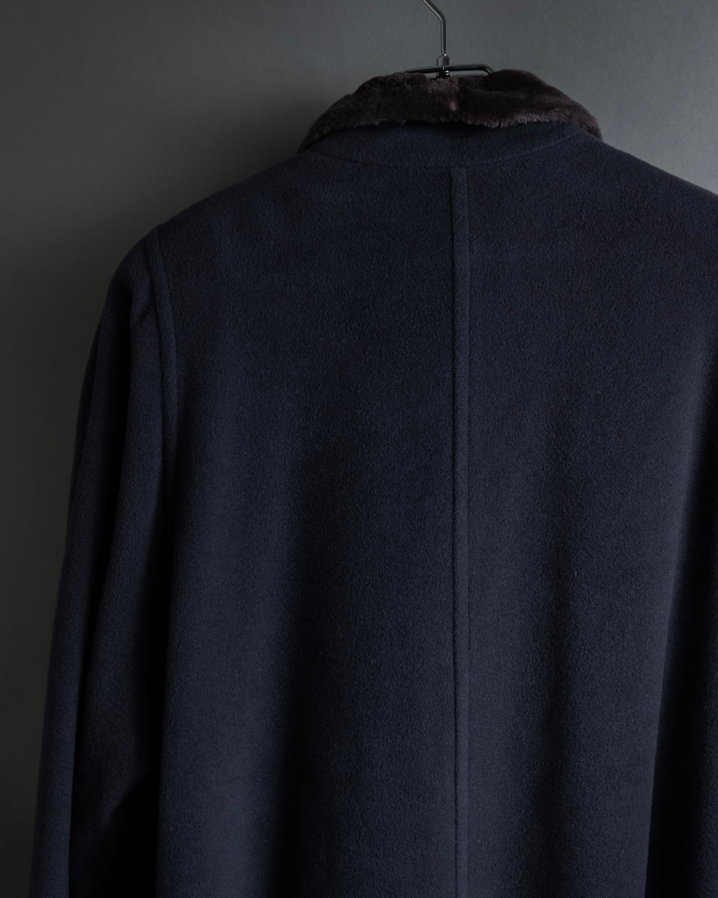 "Junko Yamamoto" Fur-trimmed design long cashmere blend coat