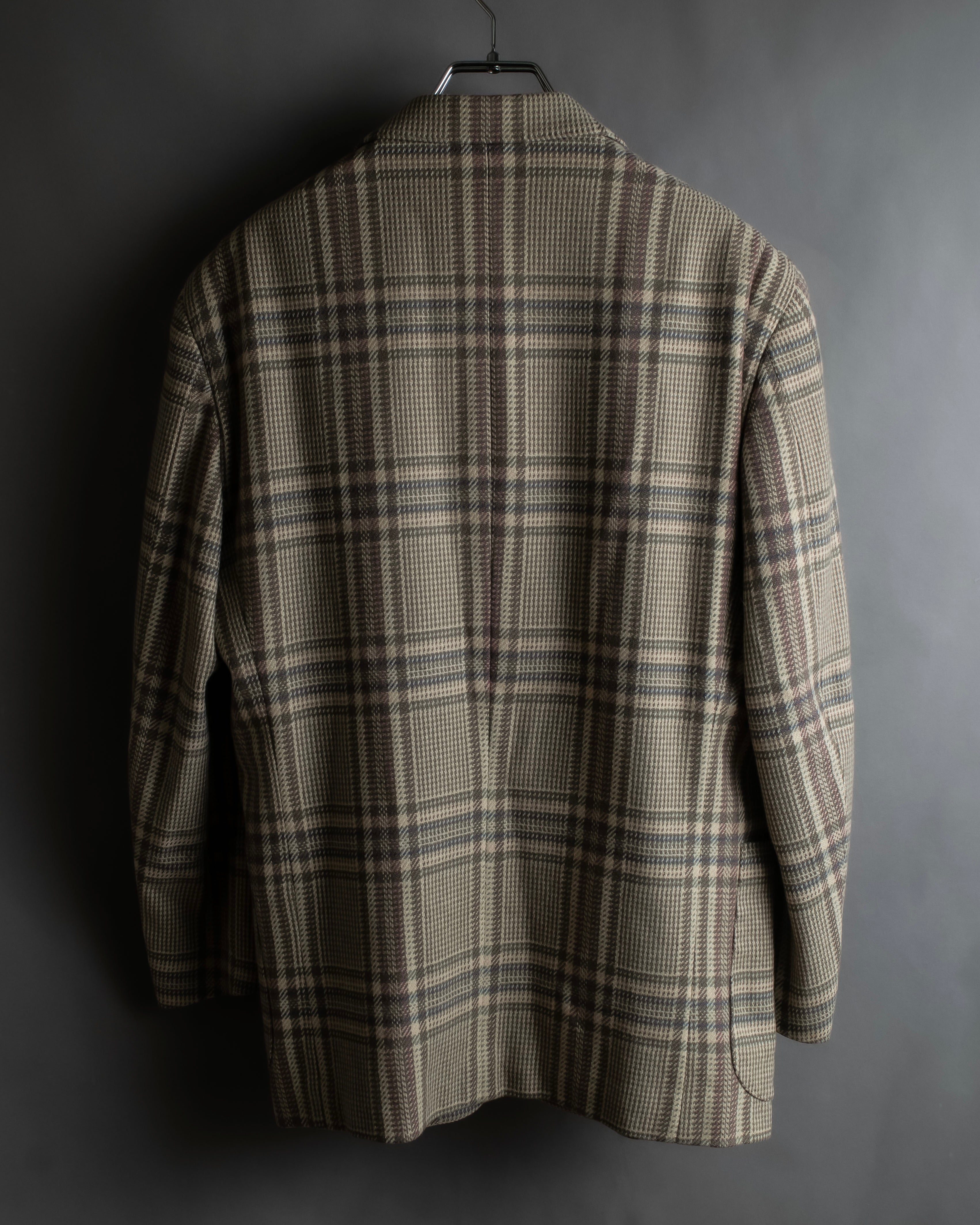 "BURBERRYS" Windowpane pattern tweed tailored jacket