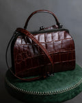 "JEAN PAUL GAULTIER" Logo engraved crocodile embossed 2way leather bag