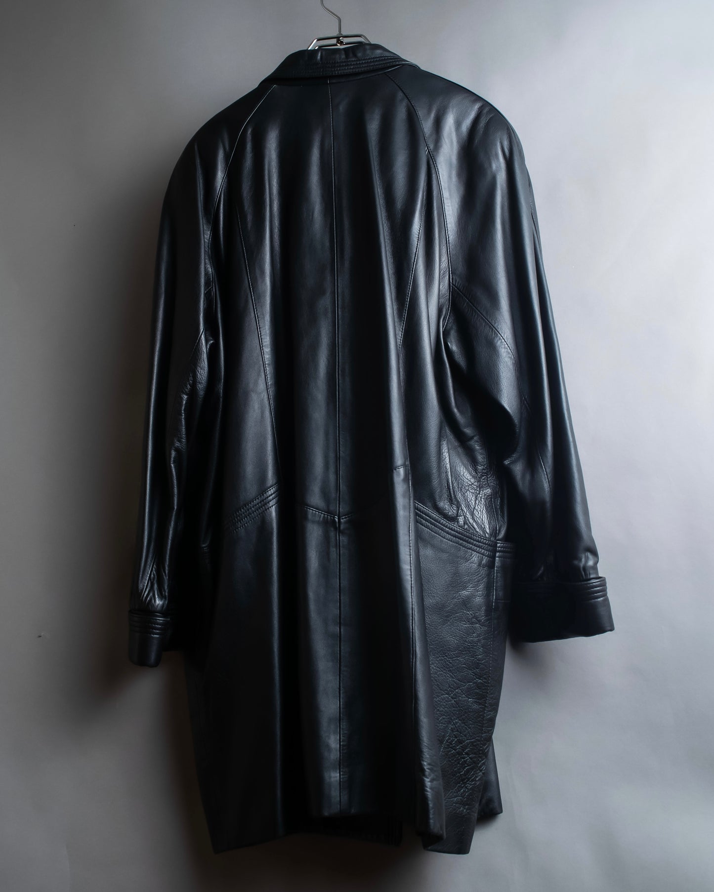 "PIERRE BALMAIN" Oversized double-breasted lamb leather tailored jacket