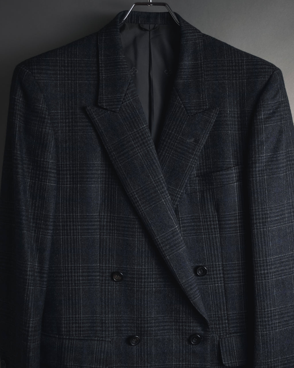 "BALENCIAGA" 90’s Cashmere blend glen check double-breasted blazer