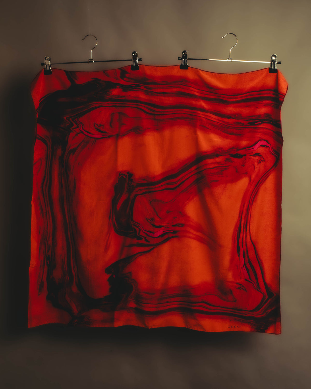 –SPECIAL– “GUCCI” 80’s-90’s Abstract marble print silk scarf