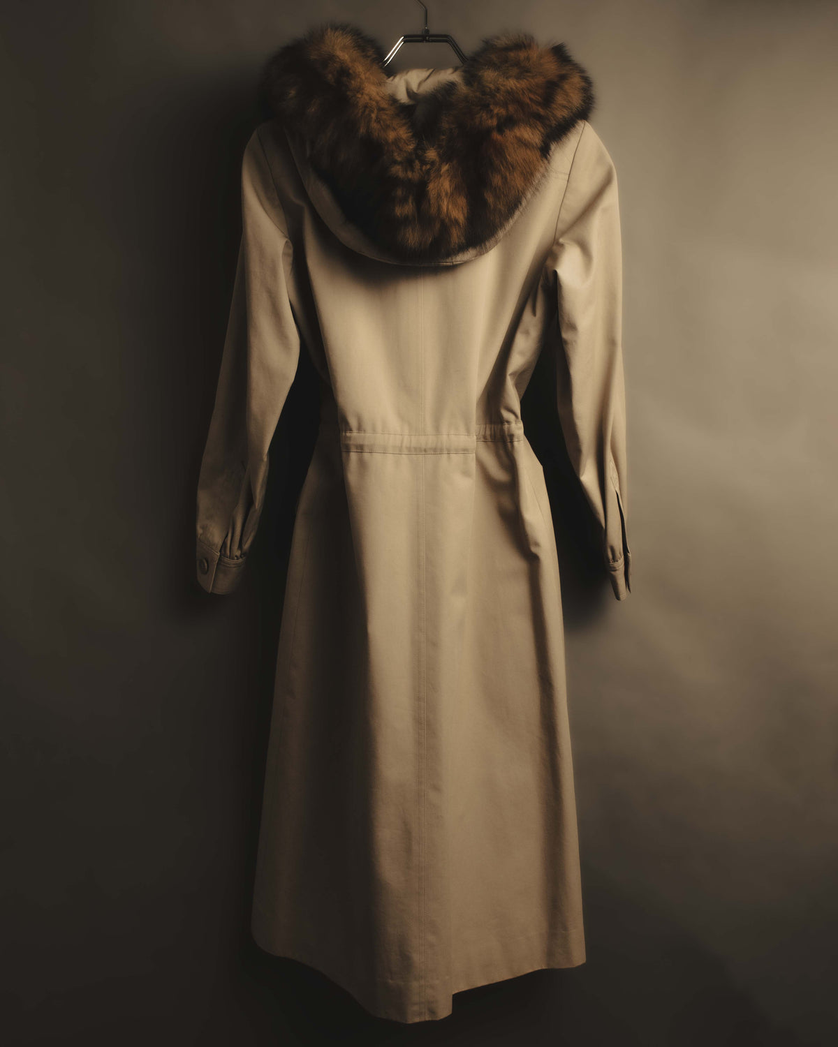 "Yves Saint Laurent" Vintage fox fur trimmed hooded long coat