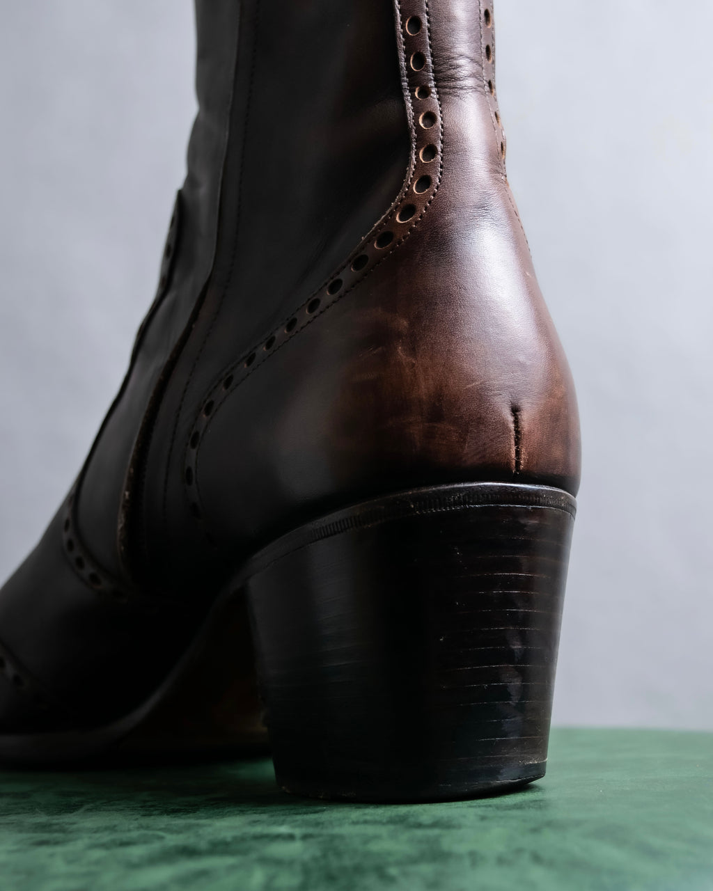 "YVES SAINT LAURENT" Medallion-embellished square heel boots