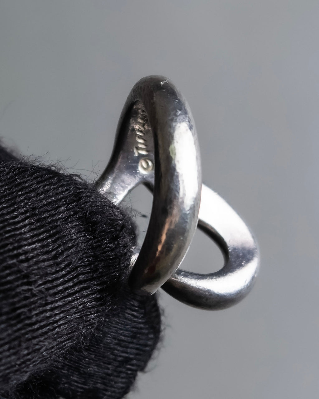 "Tiffany&Co" Elsa Peretti open heart signature silver ring